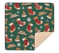 Merry Christmas in Green Leopard Soft Thick Foldable Baby Play mat for Indoor Outdoor Lightweight Foldable Activity Gym Mat for Newborns Babies Infants Toddlers, 50'' x 50''