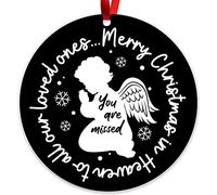 Merry Christmas in heaven Poem Ornament Xmas Tree hanging Decoration Memorial Plaque Gift in memory of loved ones in heaven christmas decoration for christmas tree