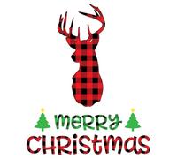Merry Christmas, Iron-On Xmas Transfer, Plaid Reindeer, Childs Childrens Kids Adults Decoration Gift Present Idea for Clothing T- Shirts, Decal Sticker - (1 x 15cm x 18cm Transfer)