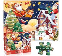 Merry Christmas Jigsaw Puzzle for Kids Ages 3-5 4-8 Year Old and Up，Jumbo 72 Piece Puzzle Fancy Toddler Learn Educational Toys Gift Box