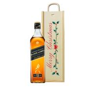 Merry Christmas Johnnie Walker Black Label 12 Year Old Scotch Whisky - 70cl Bottle | 40% ABV | Premium Blended Scotch | Christmas Whisky Gift for Him or Her