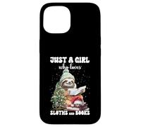Merry Christmas Just Girl who loves sloths and books Reader Case for iPhone 15