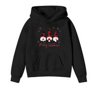 Merry Christmas Kids Girls Age 3-14 Years Pullover Hoodie Three Santas Print Hooded Sweatshirt Long Sleeve Cozy Fleece Xmas Top Girls Boys Holiday Party Soft Warm Christmas Outfit (Black, 3-4 Years)