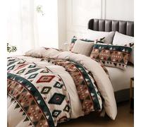 Merry Christmas King Size Duvet Cover Sets Bohemian Bedding Sets Reversible Boho Duvet Set with 2 Pillowcases Zipper Super Soft Xmas Decorations Brushed Microfiber Machine Washable 230x220 cm Beige