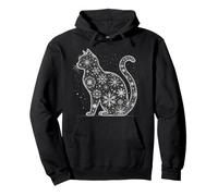 Merry Christmas Kitten Holiday - Snowflake Kitty Cat Pullover Hoodie