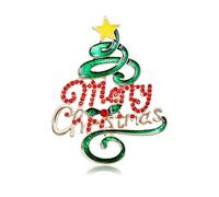 Merry Christmas Lapel Brooch Pin Rhinestone Christmas Tree Lucky Star Enamel Pin Clip Collar Sweater Scarves Dress Hat Backpack Brooches Pins Dainty Xmas Festive Holiday Party Jewelry Gifts Clothes
