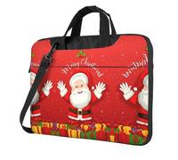 Merry Christmas Laptop Bag, Adjustable Shoulder Strap and Hidden Handle, Simplify Your Everyday, Black/White, 15.6 inch