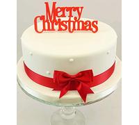 Merry Christmas Large Motto Ribbon & Bow Cake Topper Decoration Packs