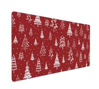 Merry Christmas Large Mouse Pad 35.4”x15.7” Christmas Tree Extended Gaming Mousepad Red Christmas Mouse Pad Keyboard Mouse Mat Desk Pad with Non-Slip Base & Stitched Edge for Home Office Accessories