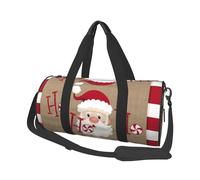 Merry Christmas Large Round Travel Duffle Bag, Full-Print Canvas Weekender with Padded Lining, Multiple Pockets,Detachable Shoulder Strap and Soft Leather Handles
