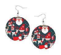 Merry Christmas Leather Round Earrings Color Valentine'S Day Festival Activities Fashion Women'S