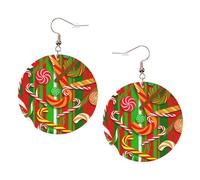 Merry Christmas. Leather Round Earrings Daily Accessories Working At Work Women'S Fashion