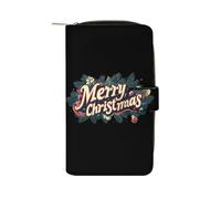 Merry Christmas Leather Wallet Cloth Long Clutch with 12 Card Holder Handbag for Men Women