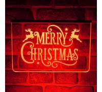 Merry Christmas LED Neon Light Up Sign | Hanging Festive Decorations for Window & Wall | USB Home Xmas Festive Glow (Multicolour)
