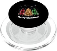 Merry Christmas Leopard buffalo plaid Red Green Xmas pajamas PopSockets PopGrip for MagSafe