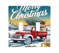 merry christmas light switch cover plate vintage red truck with holiday tree winter decoration festive thermoplastic wall plates standard size double