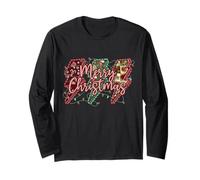 Merry Christmas Lightning-Bolt Jolly Xmas Lights Women Girls Long Sleeve T-Shirt