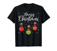 Merry Christmas Lights Santa Hat Dachshund Dog Ugly Xmas T-Shirt