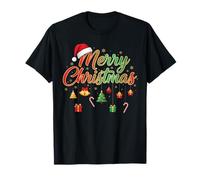 Merry Christmas Lights Santa Hat Family Matching T-Shirt
