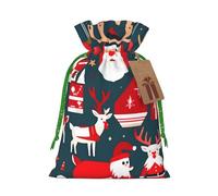 Merry Christmas Linen Drawstring Gift Bag Xmas Party Candy Bag Reusable Storage Pouches