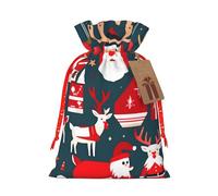 Merry Christmas Linen Drawstring Gift Bag Xmas Party Candy Bag Reusable Storage Pouches