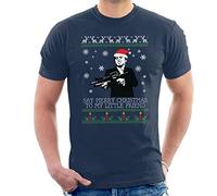Merry Christmas Little Friend Scarface Christmas Knit Men's T-Shirt Navy Blue