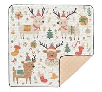 Merry Christmas Lovely Elk Large Non-Slip Baby Girl Play mat for Floor Portable Foldable Tummy Time Activity Mat for Newborns Babies Infants Toddlers, 50'' x 50''