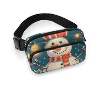 Merry Christmas Lovely Snowman Fanny Pack for Women Men Waist Bag Belt Bag Adjustable Casual Bag for Travel Sports Hiking, white, 7.9x5.1inches