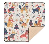 Merry Christmas Lovely Wolf Soft Padded Thick Play mat for Baby for Indoor Outdoor Cozy Breathable Foldable Activity Entertainment Mat for Baby Kids Toddlers Infants, 50'' x 50''