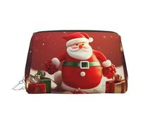 Merry Christmas Makeup Bag for Women Cosmetic Bags Leather Travel Makeup Case Organizer Waterproof Make up Pouch Open Flat Toiletry Bag Portable Storage Pouch for Travelling, Silver, One Size