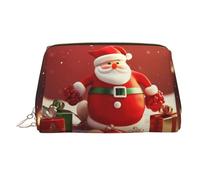 Merry Christmas Makeup Bag for Women Cosmetic Bags Leather Travel Makeup Case Organizer Waterproof Make up Pouch Open Flat Toiletry Bag Portable Storage Pouch for Travelling, Gold, One Size