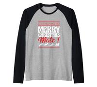 Merry Christmas Mate Aussie Xmas Australian Ugly Christmas Raglan Baseball Tee