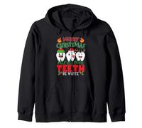 Merry Christmas May All Your Teeth Be White Dentist Zip Hoodie
