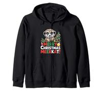 Merry Christmas Meerkat Cute Animal Lover Holiday Zip Hoodie