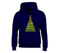 Merry Christmas Mens Hoody 2025 Merry Christmas Tree Jumper Boys Xmas Style Girls Kids Gift Pullover Funny Novelty Hoodie Printed Design Navy Blue - Youth X-Large (Age 12-13)