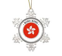 Merry Christmas Metal Snowflake Christmas Ornaments China Hong Kong Flag National Flag Ornaments Winter Decorations for Christmas Tree Xmas Keepsake Collectible Memorial New Year Party Decor