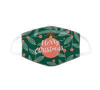 Merry Christmas Mistletoe Bauble Design Reusable Cotton Face Mask Covering Double Protection Washable - Large Adult Size