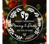 Merry Christmas Mommy & Daddy 2026 Ornament - Expecting Baby Mom Dad Ornament Xmas Gifts for New Mom Dad New Parents Gifts - Pregnancy Announcement for Husband Coming Soon 2026 Baby