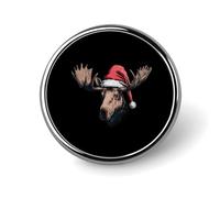 Merry Christmas Moose Print Round Badge Metal Decorative Brooches 1 Inch Funny Lapel Pin Gift Or Backpack Clothing