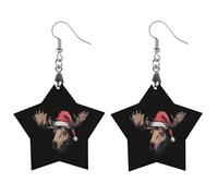 Merry Christmas Moose Printed Wooden Earrings Pendants Lightweight Dangle Drop Earring Charms Gifts for Women