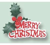 Merry Christmas motto for cake decoration in red and white with green holly and red berries pack of 3