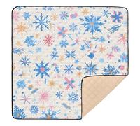 Merry Christmas Multicolored Snowflakes_2 Cute Foldable Baby Gym & Activity Mat for Indoor Outdoor Comfortable Padded Baby Mat for Newborns Babies Infants Toddlers, 50'' x 50''