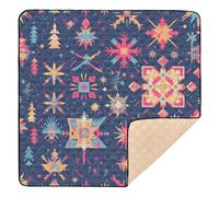 Merry Christmas Multicolored Snowflakes Cute Foldable Baby Playmat for Indoor Outdoor Cozy Breathable Baby Kick Crawling Mat for Newborns Babies Infants Toddlers, 50'' x 50''