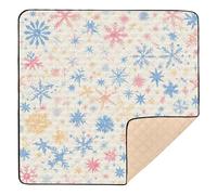 Merry Christmas Multicolored Snowflakes Large Non-Slip Baby Gym & Activity Mat for Floor One-Piecing Tummy Time & Crawling Mat for Babies Infants Toddlers, 50'' x 50''