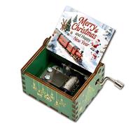 Merry Christmas Music Box Gift - Cute Christmas and Happy New Year Gifts to Daughter Son Sister Wife Husband Friends Girlfriend Wooden Hand Crank Musical Box Play We Wish You A Merry Christmas