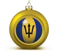 Merry Christmas National Flag Ball Ornament Golden Barbados, Barbados Flag Christmas Ball Ornaments Decoration for Christmas Tree Hanging Keepsake for Xmas New Year Holiday Birthday Gifts