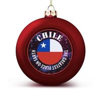 Merry Christmas National Flag Ball Ornament Red Chile, Chile Flag Christmas Ball Ornaments Decoration for Christmas Tree Hanging Keepsake for Xmas New Year Holiday Birthday Gifts