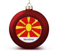 Merry Christmas National Flag Ball Ornament Red Macedonia, Macedonia Flag Christmas Ball Ornaments Decoration for Christmas Tree Hanging Keepsake for Xmas New Year Holiday Birthday Gifts