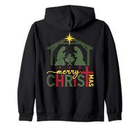 Merry CHRISTmas Nativity Christian Manger Scene Zip Hoodie