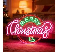 Merry Christmas Neon Sign - LED Christmas Light with Dimmable Switch Festive Wall Decor for Home Shop Porch Holiday Party Unique Festive Gift for Family (USB Powered)